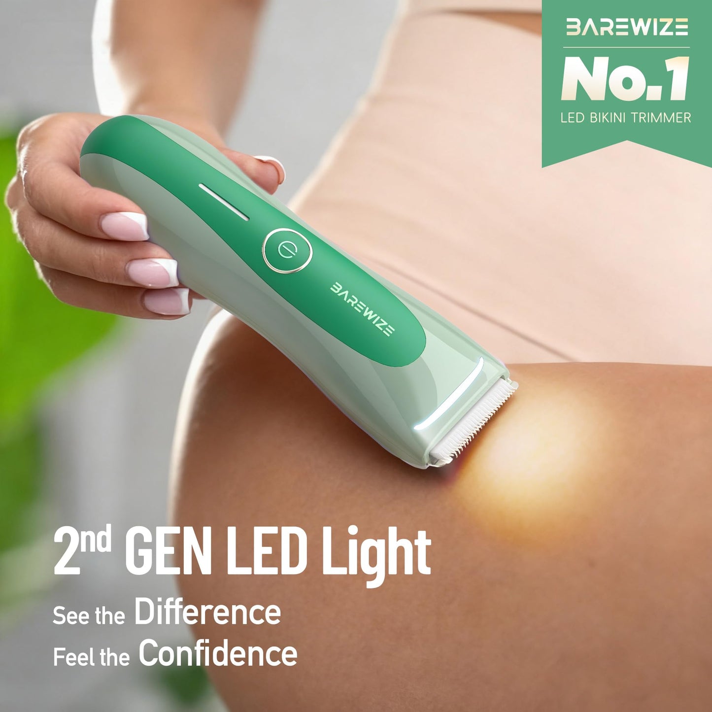 BAREWIZE Bikini Trimmer for Women, Electric Shaver for Women - LED Light, IPX7 Waterproof, USB-C Rechargeable, Ceramic Blade - Electric Razors Beauty and Personal Care BAREWIZE