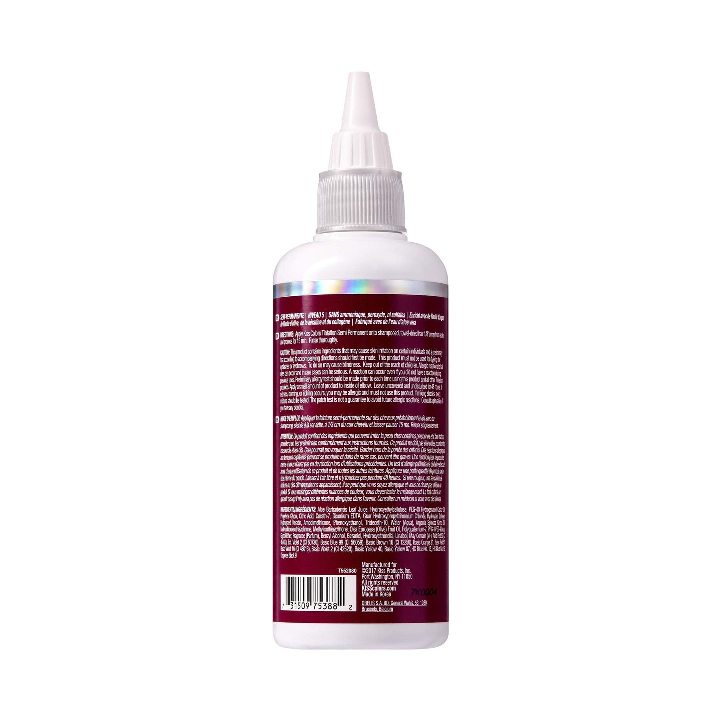 Red by Kiss Tintation Semi-Permanent Hair Color, Aloe Vera Water Based, Argan Oil, Olive Oil, Collagen & Keratin, Long-Lasting Color Dye (Red Velvet Beauty & Personal Care Red By Kiss