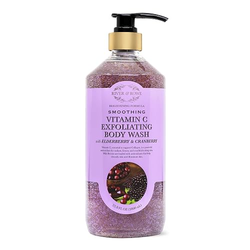 RIVER & ROWE Vitamin C Exfoliating Body Wash - Smoothing Daily Cleanser with Elderberry & Cranberry Antioxidant Support For a Radiant Skin Experience Beauty & Personal Care RIVER & ROWE