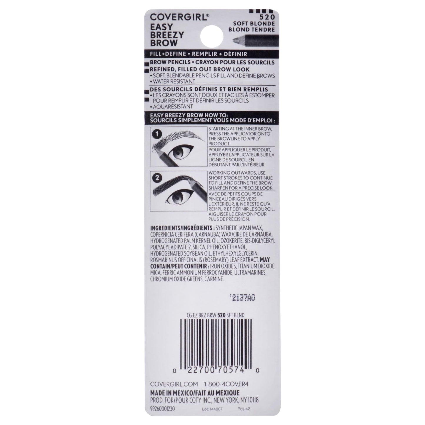 COVERGIRL - Easy Breezy Brow Fill + Define Brow Pencil, Sharpener Included, Long-Lasting, Deeply Pigmented, Blendable Formula, 100% Cruelty-Free Beauty & Personal Care COVERGIRL