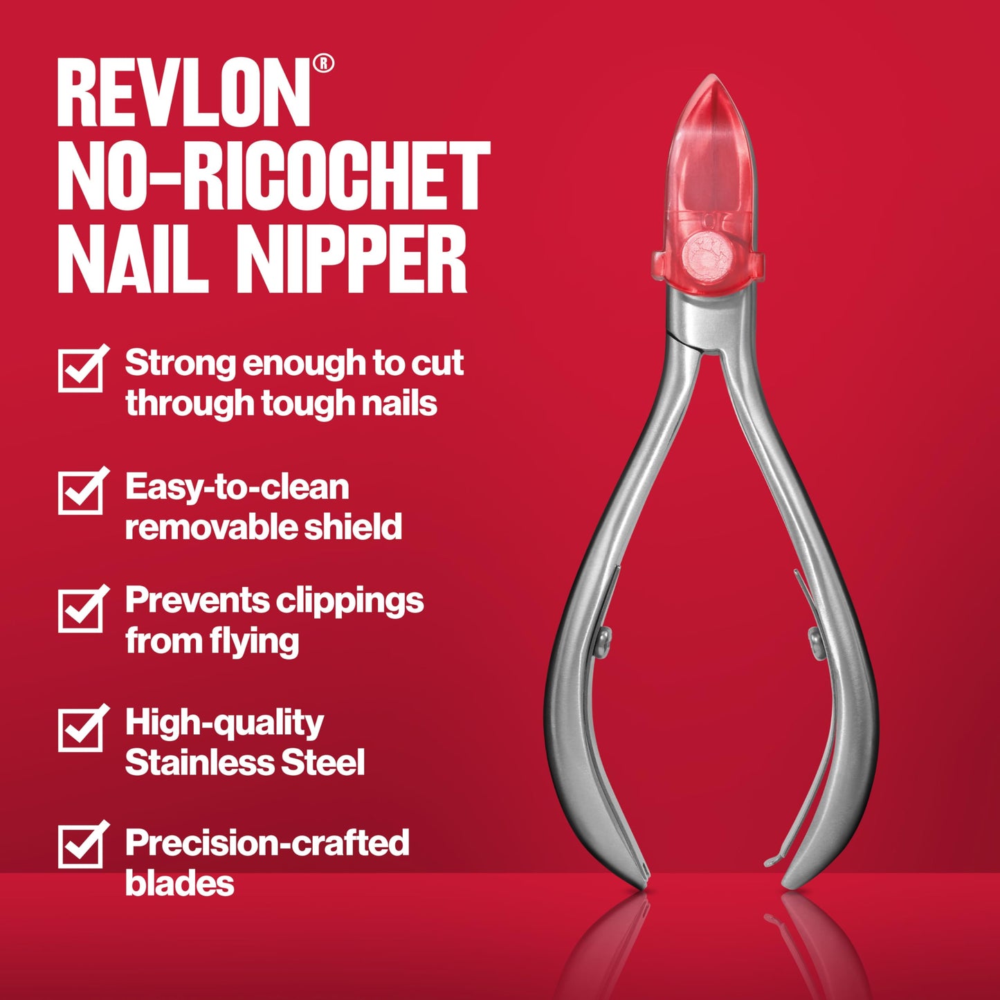 Revlon No-Ricochet Nail Nipper, Mess-Free Cuticle Remover Tool with Magnetic Shield for No Fly-Away Clippings, Made with Stainless Steel and Precision Beauty & Personal Care REVLON