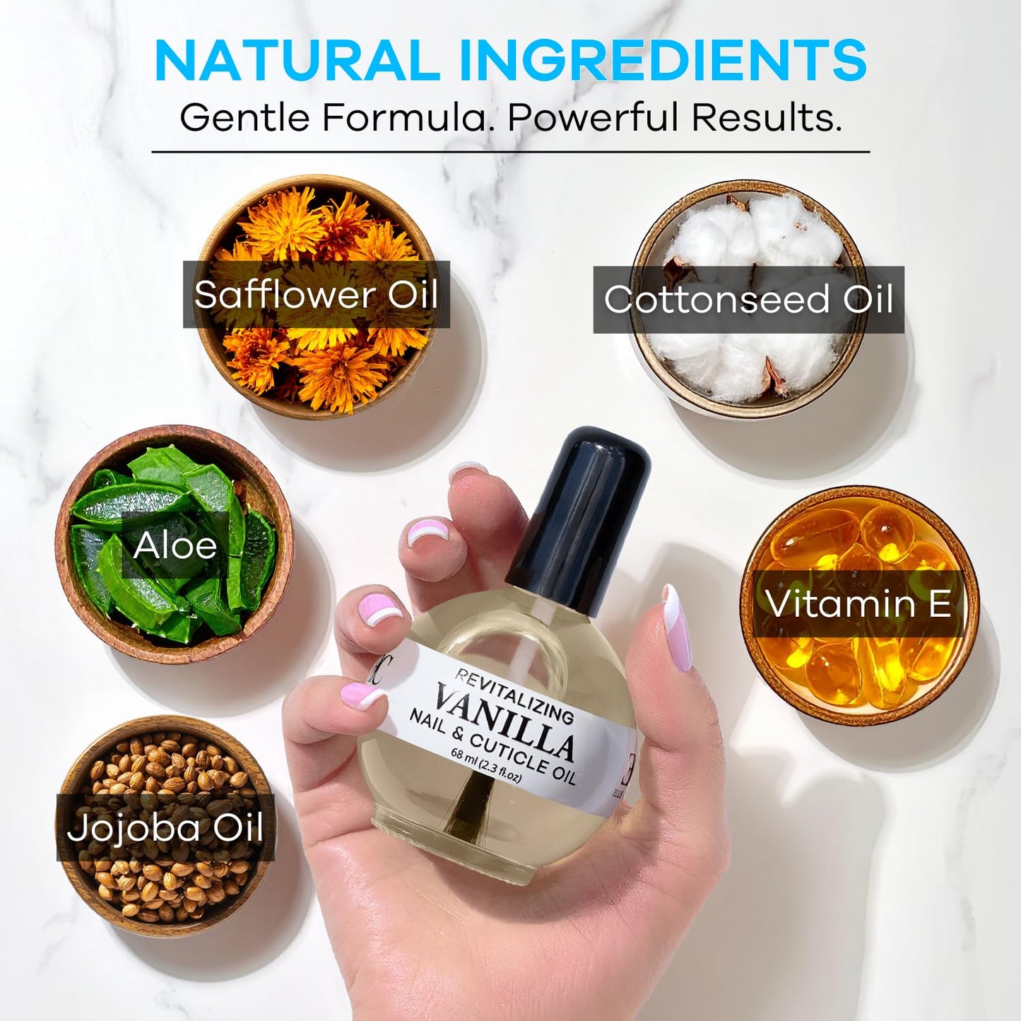 Ellie Chase Moisturizing Cuticle & Nail Care Oil 2.3 Fl Oz - Vanilla Scented - Infused with Jojoba Oil, Aloe, Vitamin E - Nail & Cuticle Hydration Beauty & Personal Care ELLIE CHASE