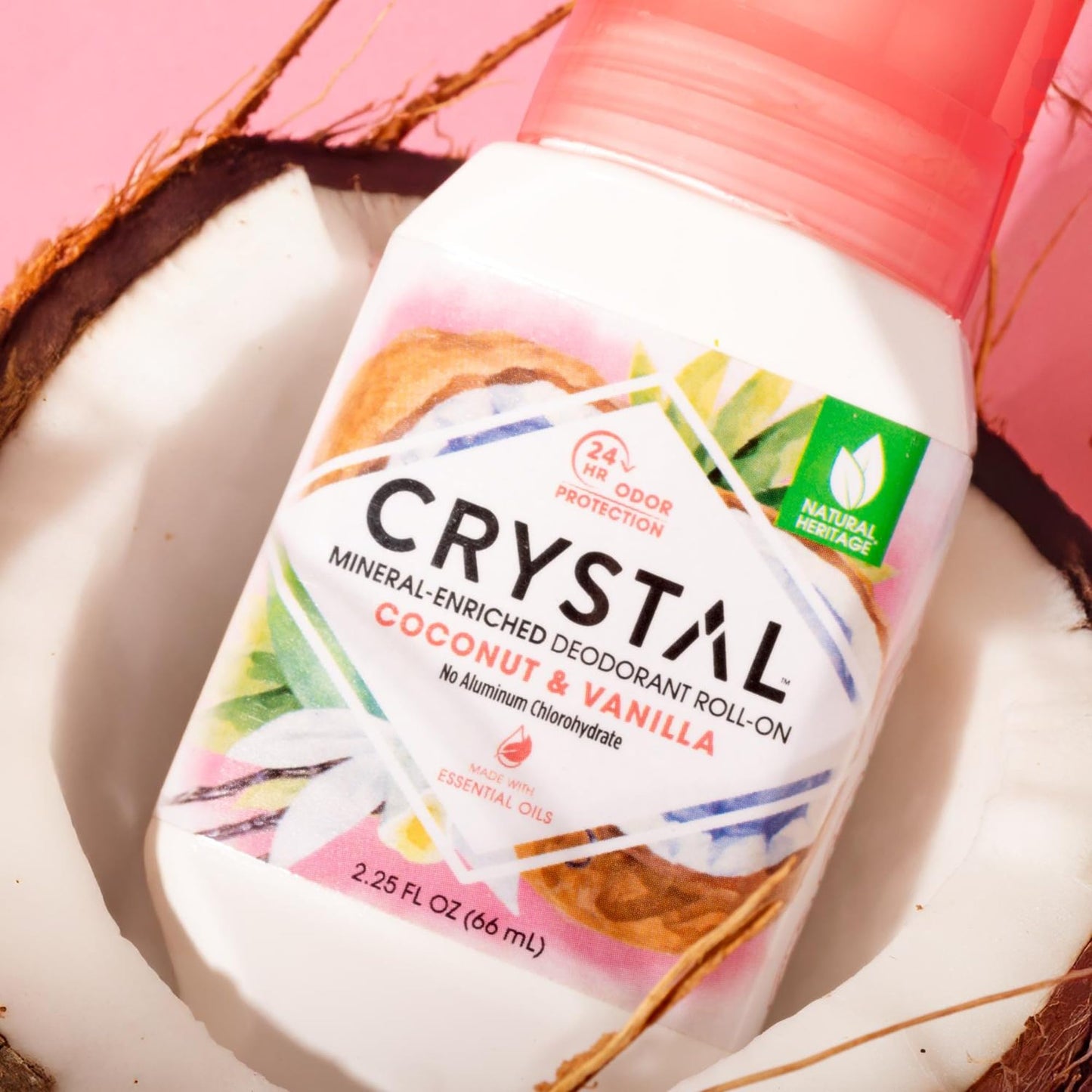 Crystal Deodorant Essence Roll-On 2.25oz Coconut Vanilla (3 Pack) Beauty and Personal Care Crystal Essence