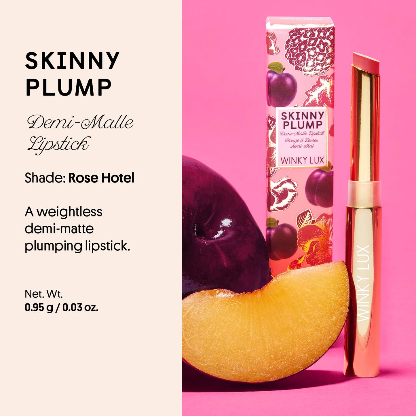 Winky Lux Skinny Plump Demi Matte Lipstick - Cool Toned Pink Lip, Natural Plump Lipstick, Weightless Long Lasting Soft Matte Lip Crayon, Infused with Beauty & Personal Care Winky Lux