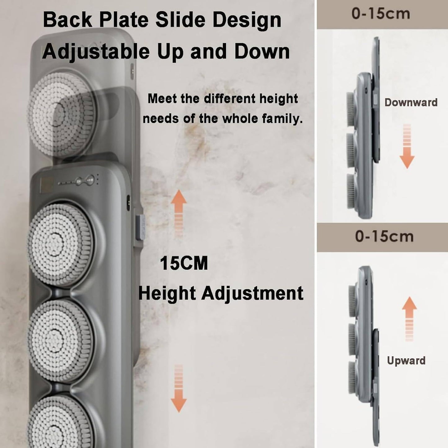 Wall Mounted Back Scrubber, Electric Back Exfoliating Bath Wash Pad, Electric Body Bath Brush 360° Rotation, 3-Speed Adjustment, for Deep Cleansing Beauty and Personal Care YEHOZZ