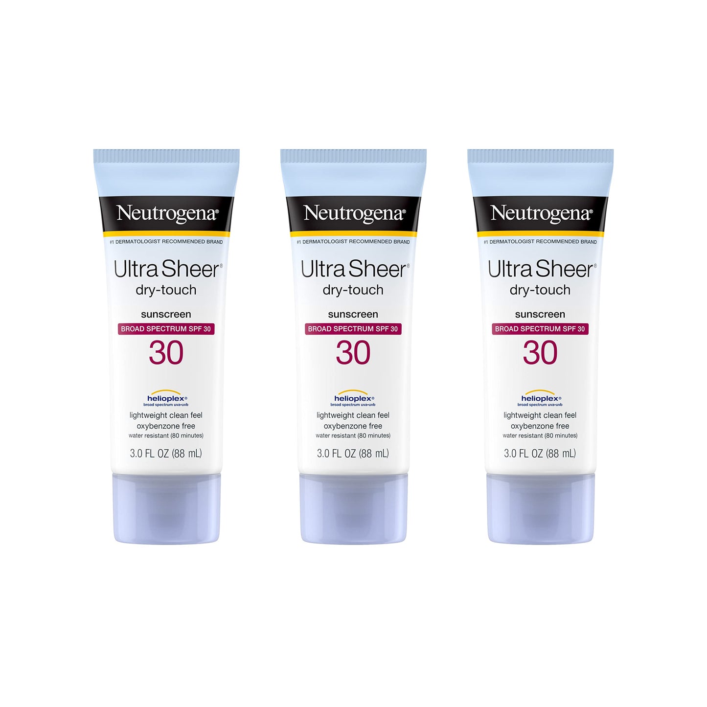 Neutrogena Ultra Sheer Dry-Touch Water Resistant and Non-Greasy Sunscreen Lotion with Broad Spectrum SPF 30, 3 fl. oz (Pack of 3) Beauty & Personal Care Neutrogena