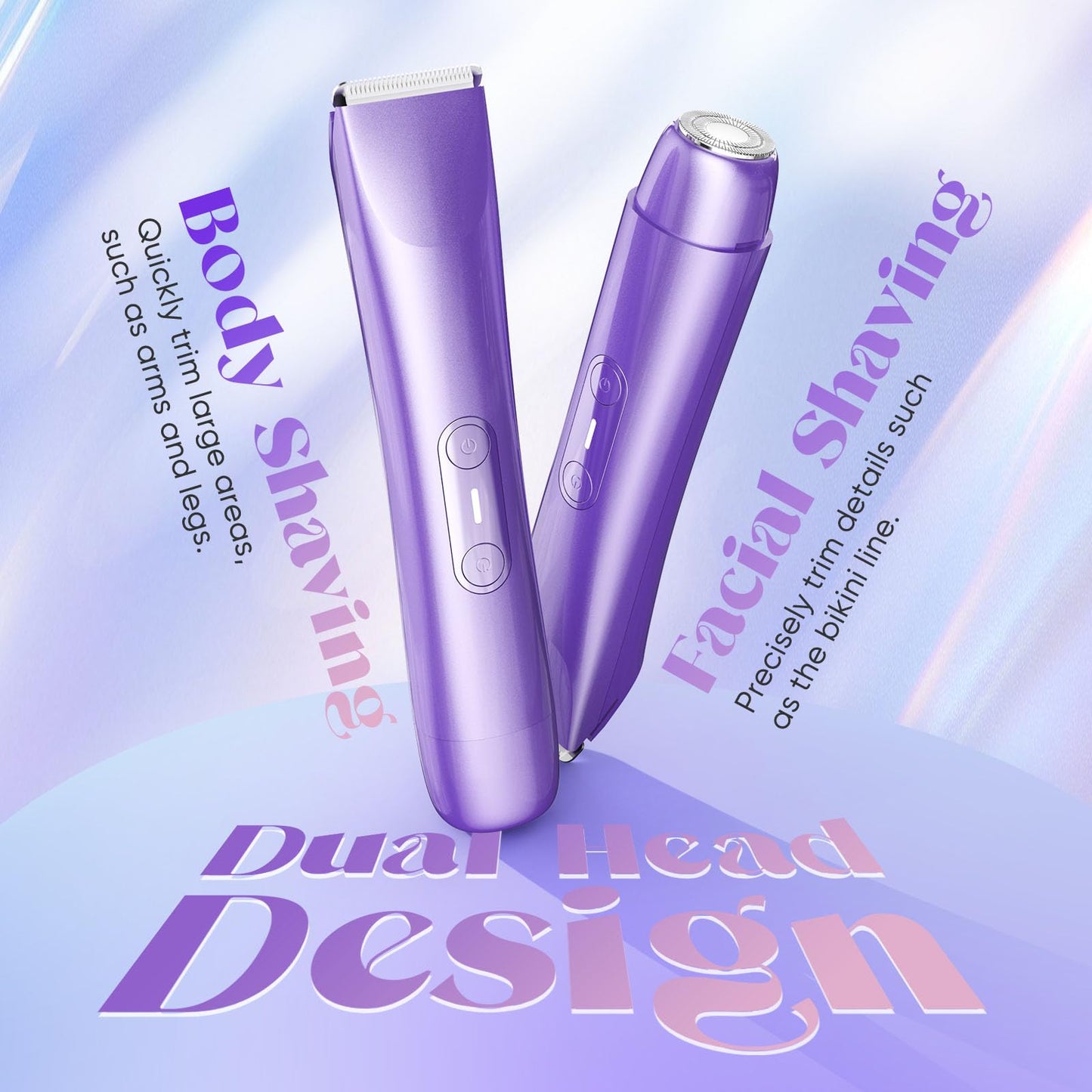 Bikini Trimmer for Women, 2 in 1 Dual Head Electric Razors, IPX7 Waterproof & Painless Shaver, Cordless Pubic Hair Trimmer for Leg Face Underarm Body Beauty and Personal Care RICAF