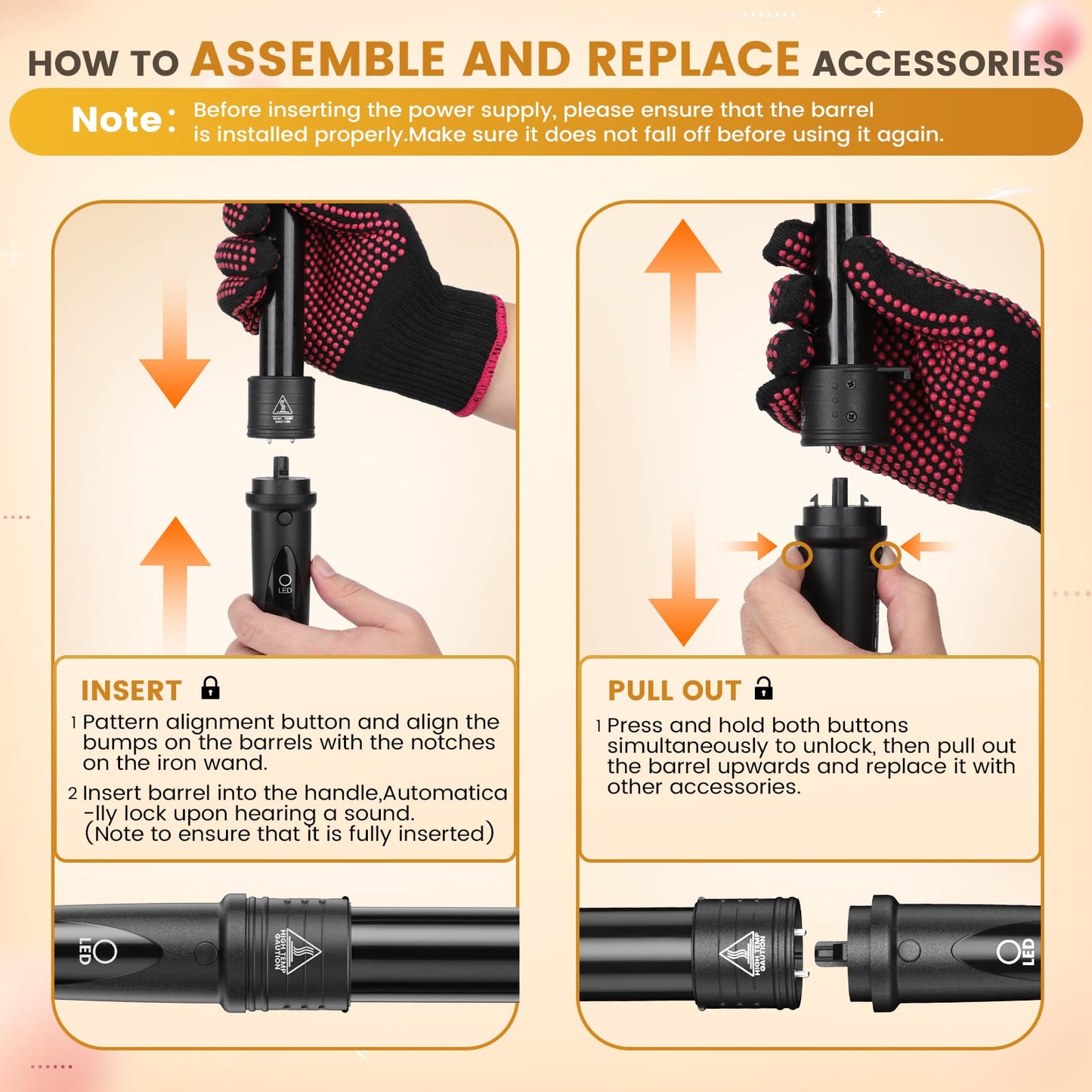 5 In 1 Curling Wand Set, Curling Iron Interchangeable Ceramic Barrels (0.35-1.25 Inch), Heating Hair Curler Kit with Protective Glove & 2 Clips Beauty & Personal Care Amgcive