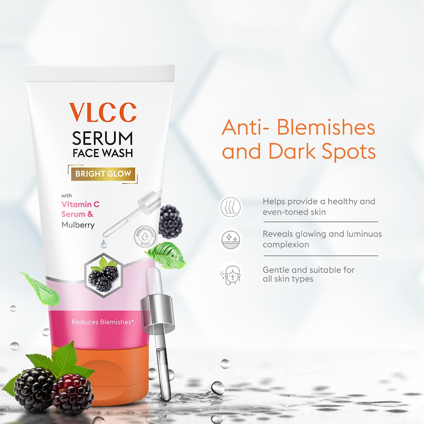 VLCC Serum Face Wash - Facial Cleanser with Mulberry Extract, Hyaluronic Acid and Niacinamide - Gentle Face Cleanser - Paraben Free - 5.07 oz Beauty & Personal Care VLCC