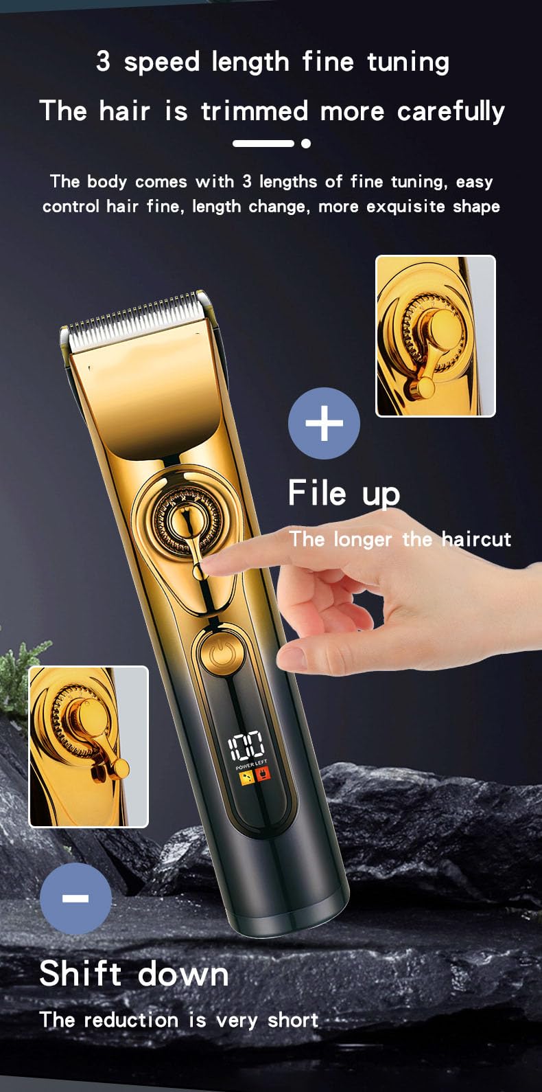 QDKVTNDJZ Smart Electric Hair Clippers for Men, Cordless Hair/Beard Trimmer Set with 4 Guide Combs,LED Display,High Speed Motor Cutting Kit for Family Beauty and Personal Care QDKVTNDJZ