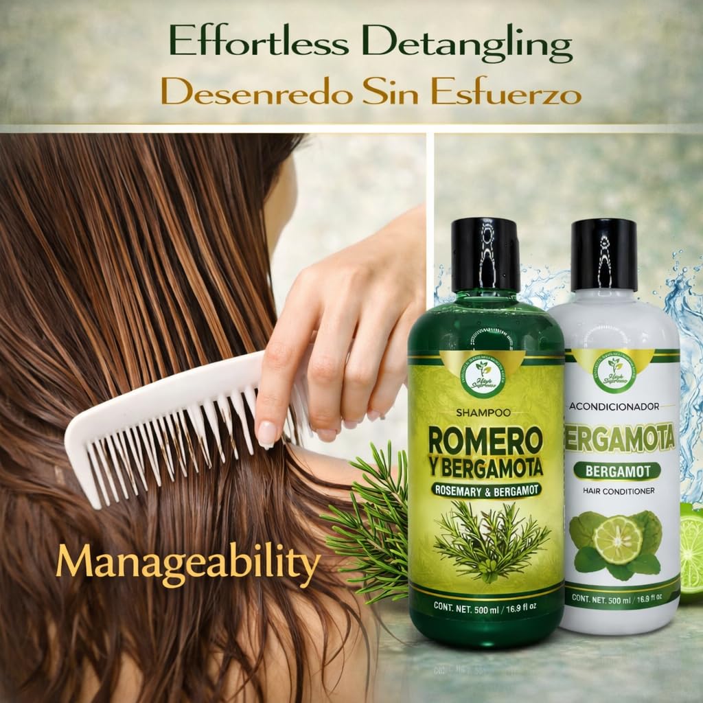 Romero & Bergamota (Rosemary & Bergamot)Shampoo and Conditioner Set-16.9 fl oz Each (500ml) - Botanical Hair Care Duo - Hydrates, Enhances Shine Beauty & Personal Care HIGH SUPREME