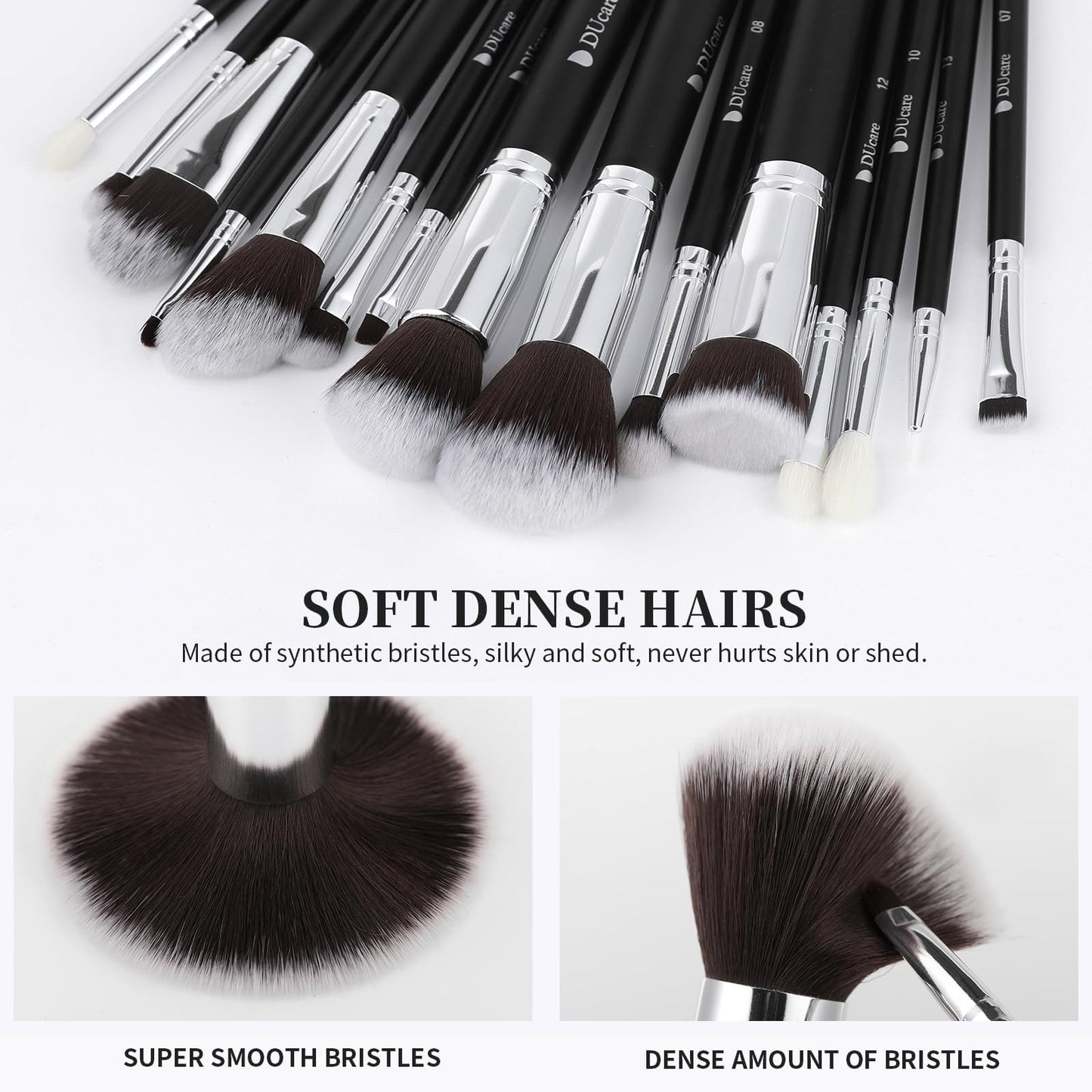 DUcare Makeup Brushes with Bag,15Pcs Christmas Makeup Brush Set Travel Kabuki Foundation Blending Blush Eyeliner Shadow Brow Concealer Brushes Kit Beauty & Personal Care DUcare
