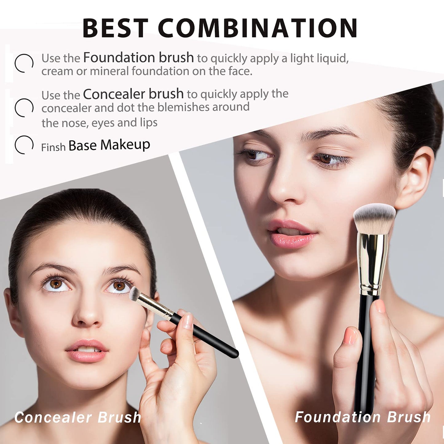 Makeup Brushes DPOLLA Pro Foundation Brush and Flawless Concealer Brush Perfect for Any Look Premium Luxe Hair Contour Brush Perfect for Blending Beauty & Personal Care dpolla