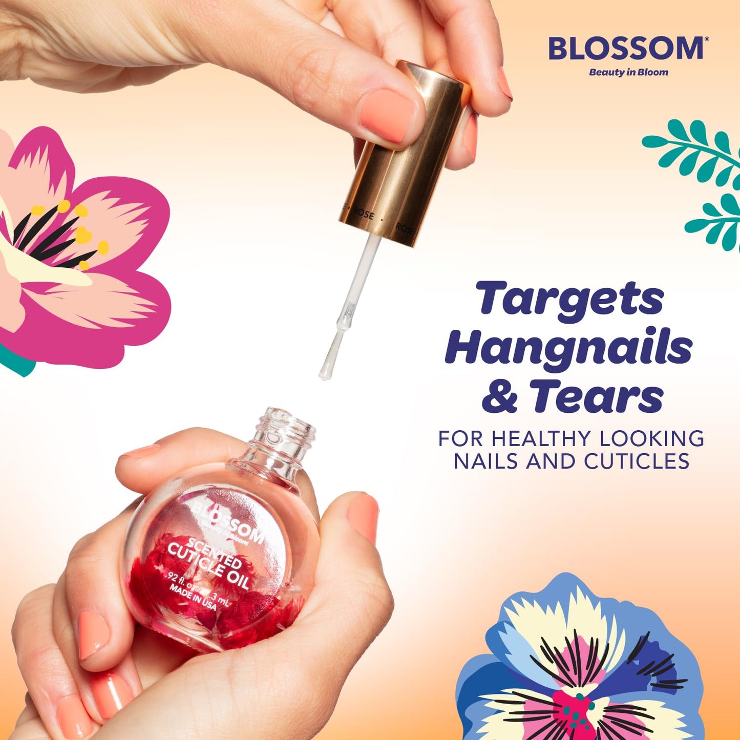 Blossom Cuticle Oil for Nails, Hydrating, Moisturizing, Scented Nail Oil Cuticle Care, Infused with Real Flowers, Made in USA, 0.5 fl. oz, Amazon Beauty & Personal Care Blossom