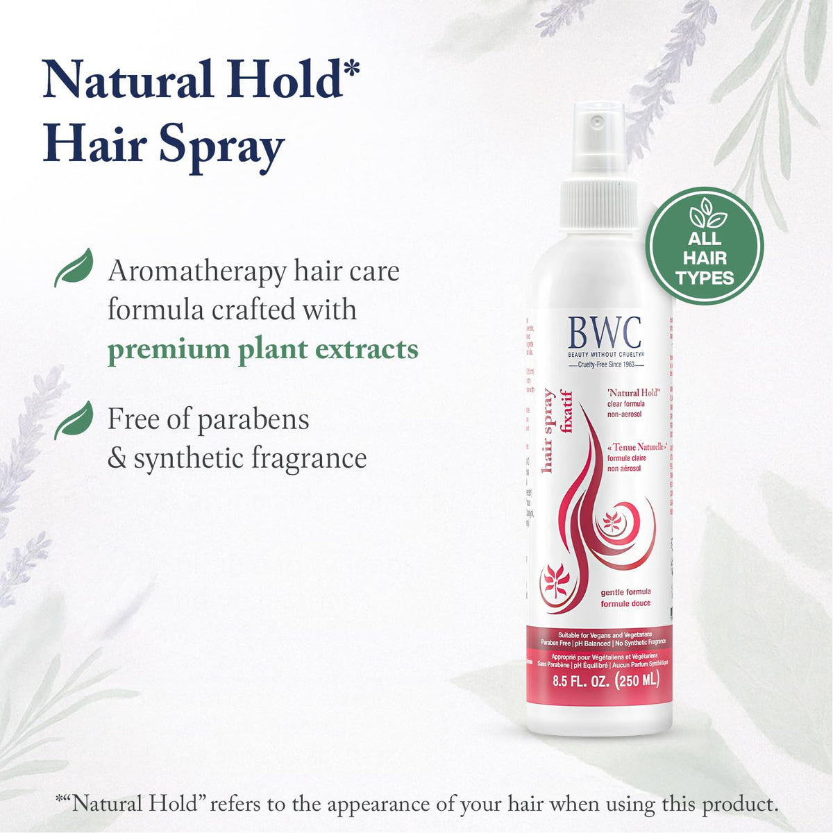 Beauty Without Cruelty Hair Spray, “Natural Hold” - Non-Aerosol Spray with Rosemary, Lavender & Green Tea Extracts, Vegan-Friendly & Cruelty-Free, 8.5 Beauty & Personal Care Beauty Without Cruelty