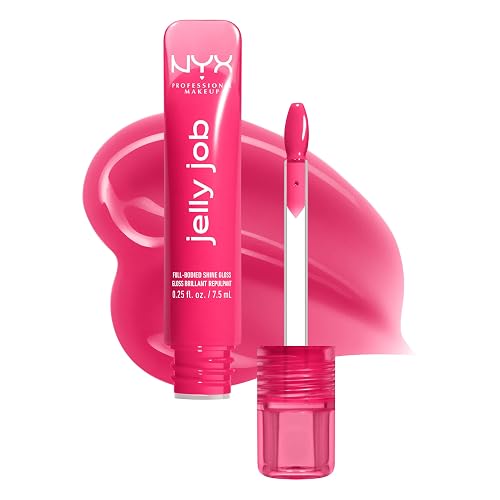 NYX PROFESSIONAL MAKEUP Jelly Job Lip Gloss, Lip Tint Gloss with Full-Bodied, Smoothing, and Hyper-Glossy Shine - Juicy Jelly (Bright Pink) Beauty & Personal Care NYX PROFESSIONAL MAKEUP