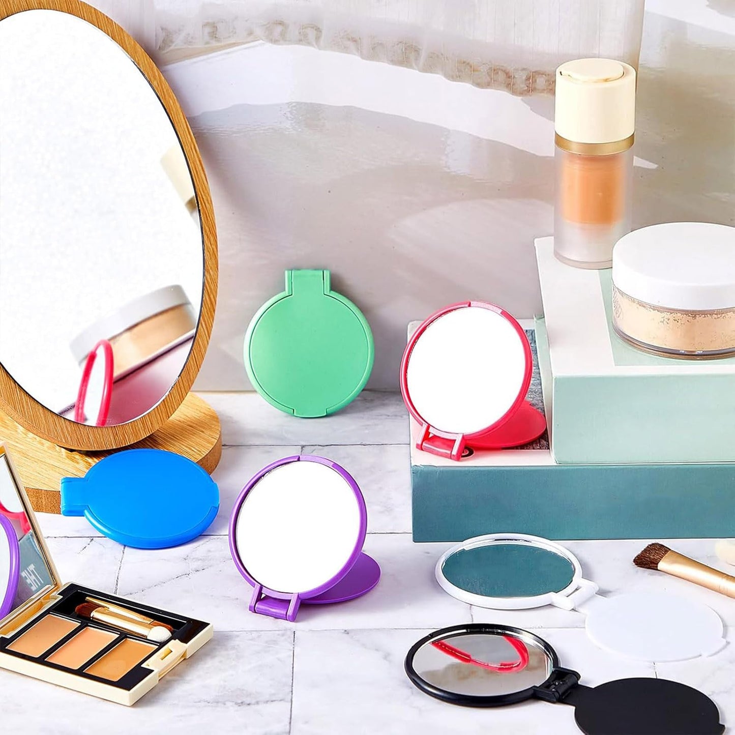 Jetec 120 Pieces Compact Mirrors Bulk, Mini Folding Pocket Mirrors for Purse, Small Portable Makeup Stuffs for Travel, Girls, Party Favors, Wedding Beauty and Personal Care Jetec