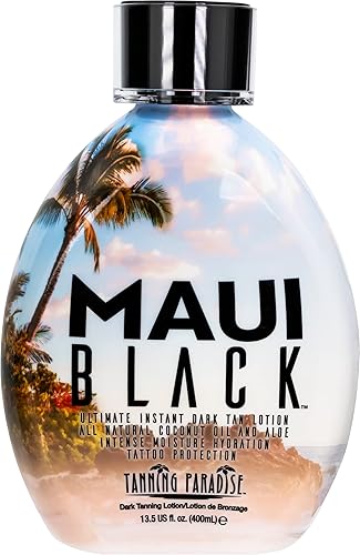 Tanning Paradise Maui Black TanningLotion Instant Dark Tanning Lotion Natural Tan Lotion with Coconut Oil and Aloe Hydration Boost and Tattoo Beauty & Personal Care TANNING PARADISE
