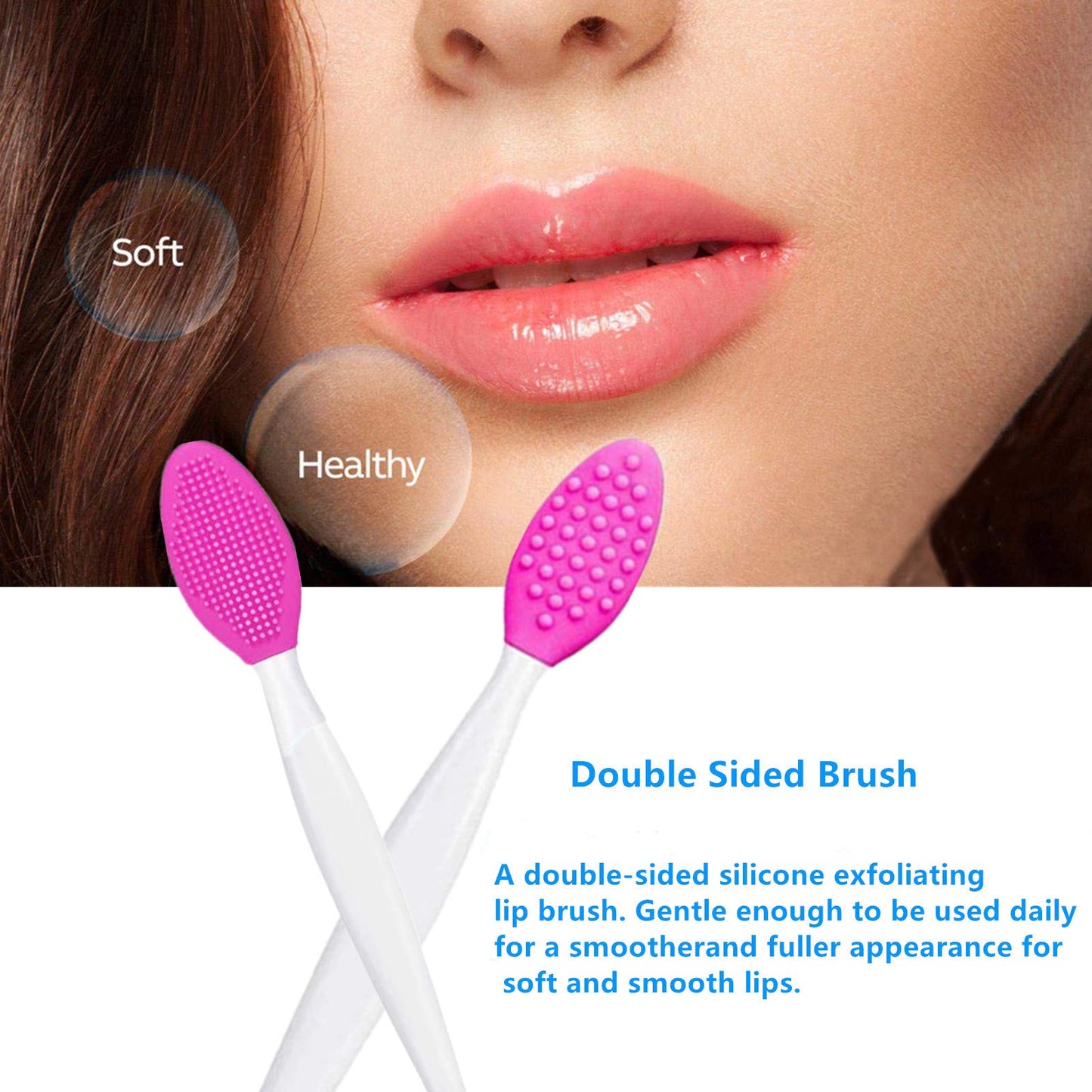 Lip Scrub Brush,Lip Scrubber Exfoliator,Double-Sided Silicone Lip Exfoliating Tool for Men Women Lip Lightening,Lip Exfoliator Scrubber Tool for Dark Beauty & Personal Care New prominent