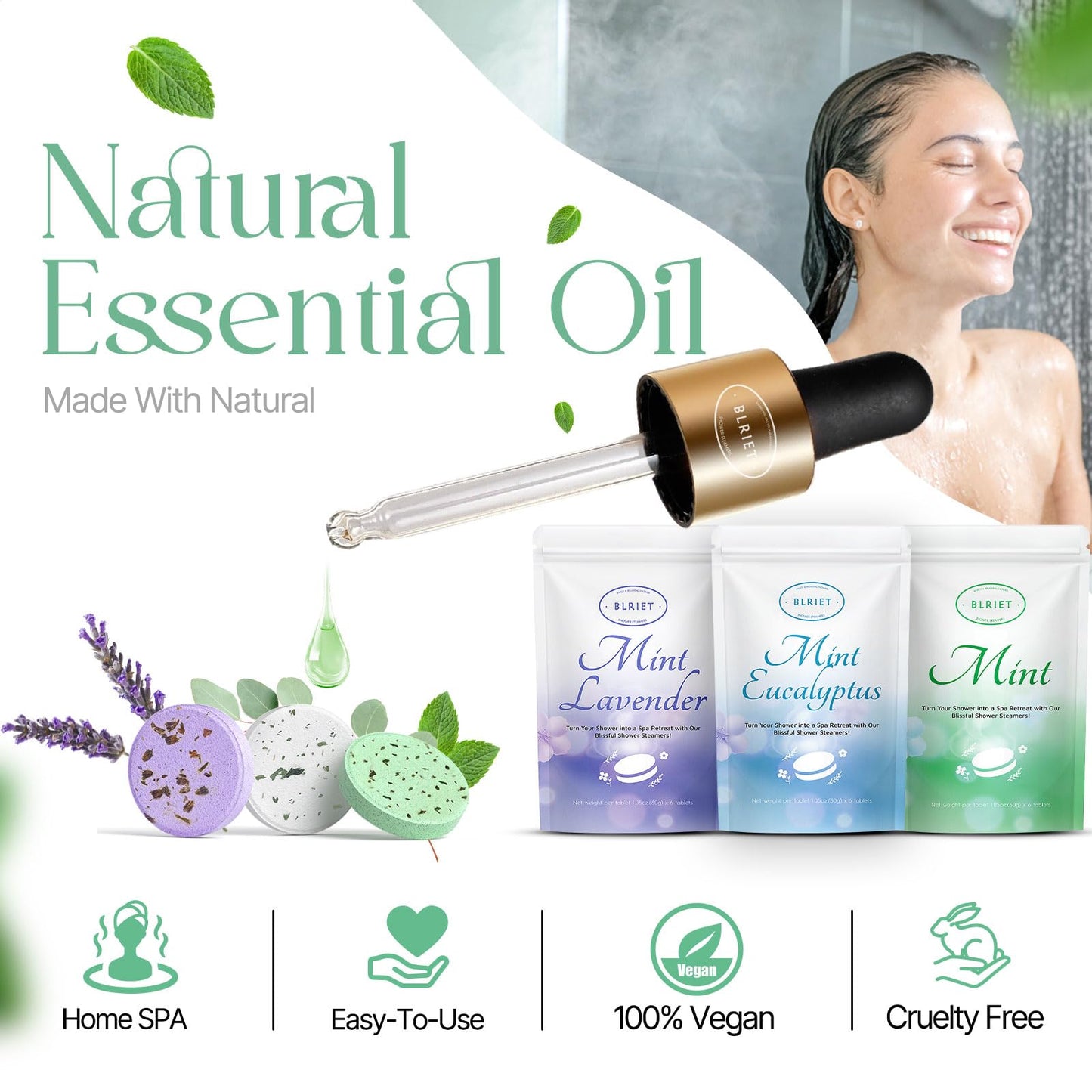 Shower Steamers Aromatherapy 18 Pack Gifts for Women Mom Wife Her Him Romance Birthday Spa Basket Natural Essential Oils Stress Relief Mint Lavender Beauty and Personal Care BLRIET
