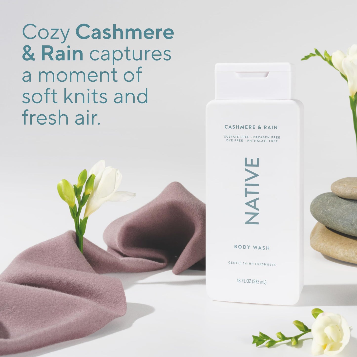 Native Cashmere & Rain Scent 24-Hr Refreshing Clean Body Wash for Men & Women, for All Skin Types Incl. Sensitive, Leaves Skin Feeling Clean & Soft Beauty & Personal Care Native