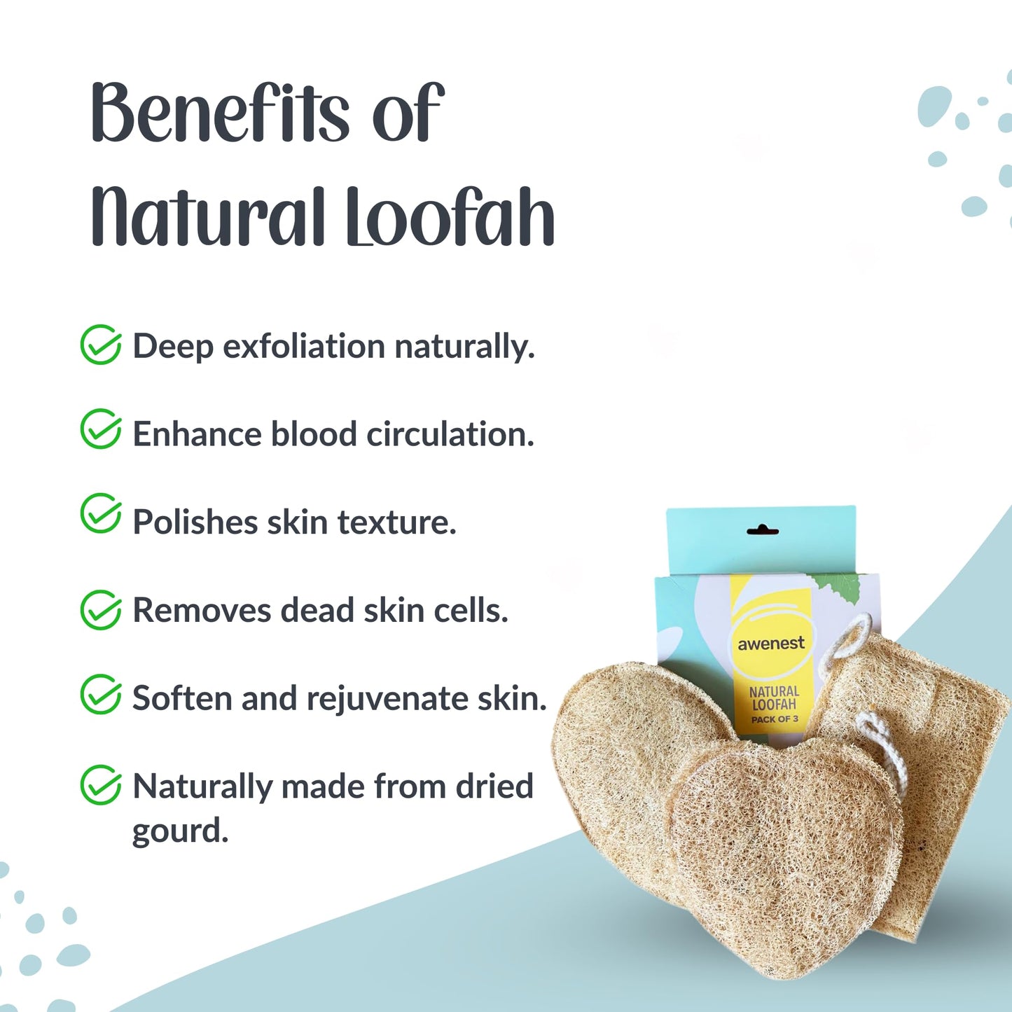 awenest Natural Sun Dried Bath Loofah - Body Sponge and Scrubber for Men and Women - Eco-Friendly - Biodegradable - Organic Exfoliating Luffa Scrubber Beauty and Personal Care awenest