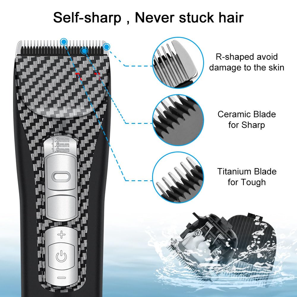 GLESVOWIO Hair Clippers for Men Professional and Trimmers Set with LED Display 2 Guide Combs Cordless Beard Trimmer Rechargeable Electric Shaver Beauty and Personal Care GLESVOWIO