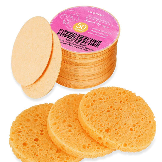 GAINWELL 50-Count Compressed, GAINWELL Cellulose, 100% Natural Cosmetic Spa Sponge for Facial Cleansing, Exfoliating Mask, Makeup Removal Beauty and Personal Care GAINWELL Default Title