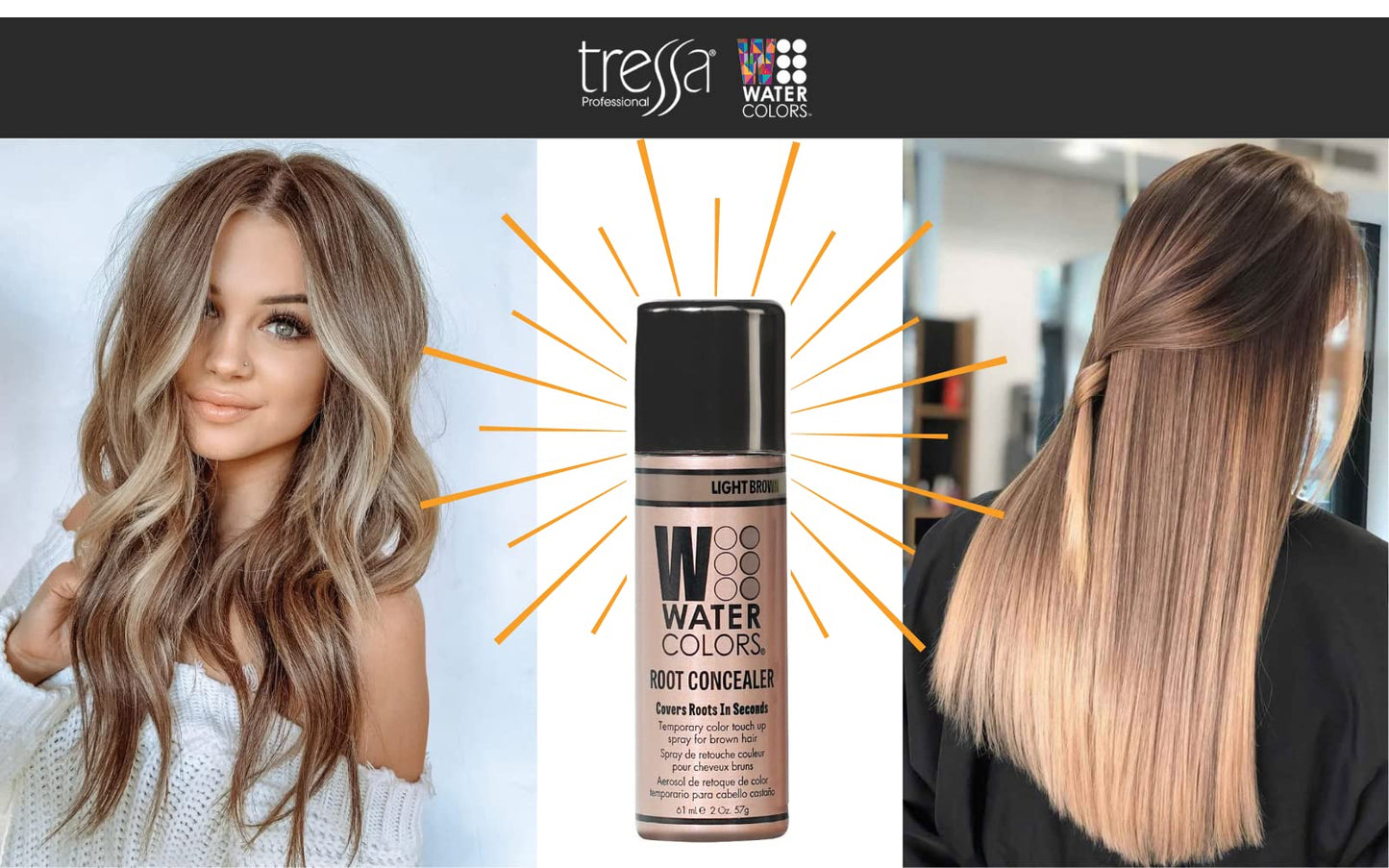 Watercolors Root Concealer Touch Up Texture & Volume Spray, Covers Gray Roots & Regrowth. (Light Brown) Beauty & Personal Care Watercolors