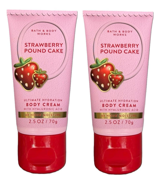 Bath and Body Works Travel Cream 2.5 oz - Pack of 2 (Strawberry Pound Cake) Beauty & Personal Care Bath & Body Works