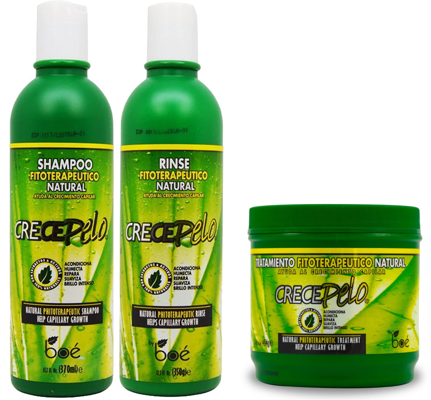 BOE Crece Pelo 3 in 1 Combo Set Shampoo Fitoterapeutico, Rinse Fitoterapeutico, Tratamiento Fitoterapeutico Beauty & Personal Care BOÉ COSMETICS