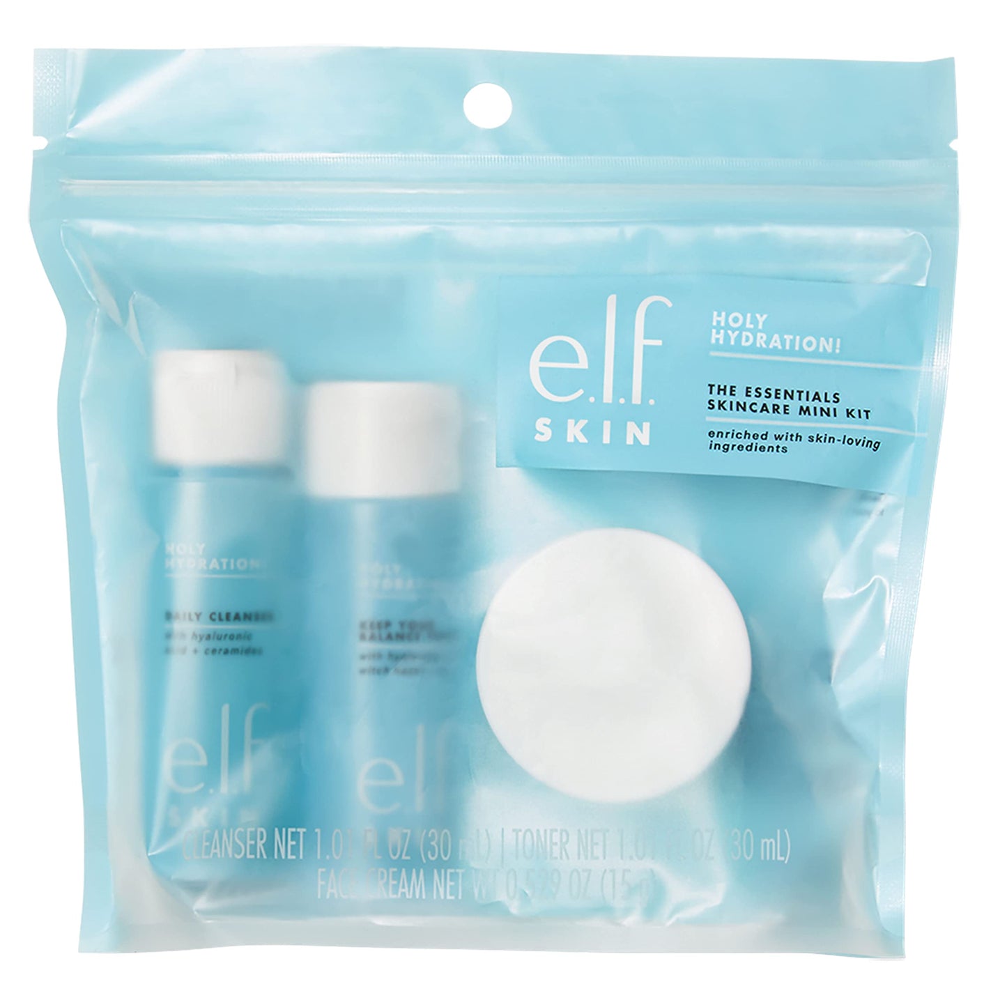 e.l.f. Skin Holy Hydration! The Essentials Mini Kit, Cleanser, Toner & Moisturizer for Hydrated & Balanced Skin, TSA-Friendly Sizes Beauty & Personal Care e.l.f.