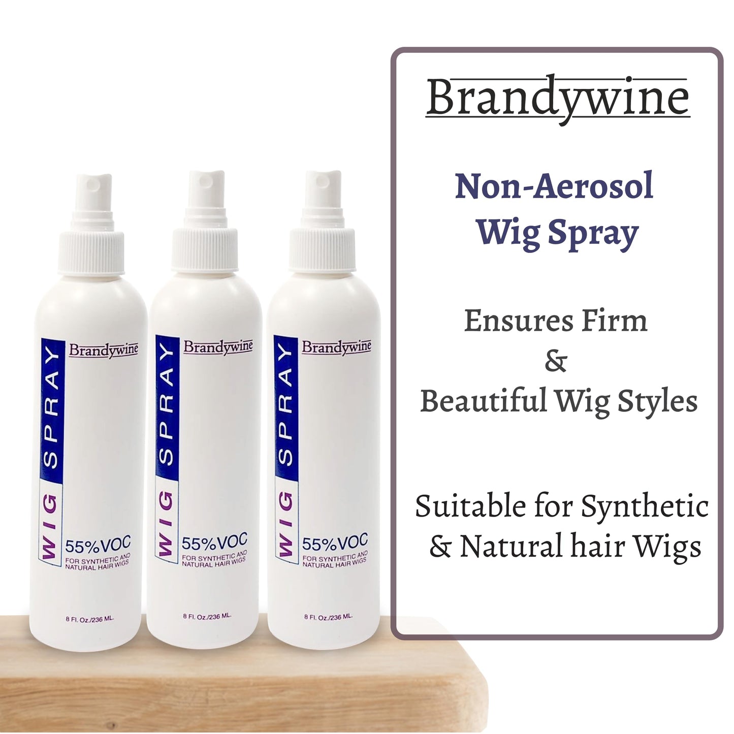 Brandywine Non-Aerosol Wig Spray for Synthetic & Natural Hair Wigs, Hairpieces & Extensions - 3 Pack Beauty & Personal Care Brandywine