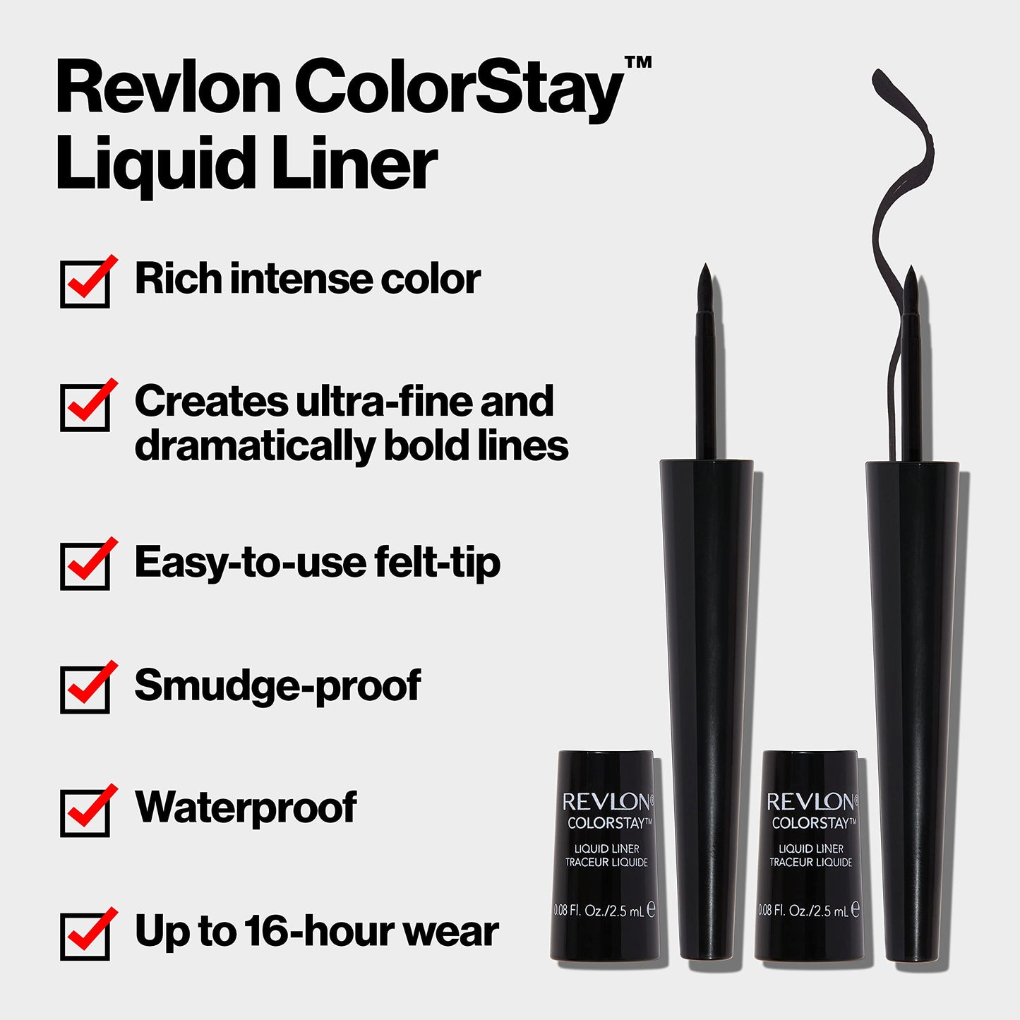 Revlon Liquid Eyeliner, ColorStay Eye Makeup, Waterproof, Smudgeproof, Stocking Stuffer for Her, Longwearing with Ultra-Fine Tip, Blackest Black Beauty & Personal Care REVLON