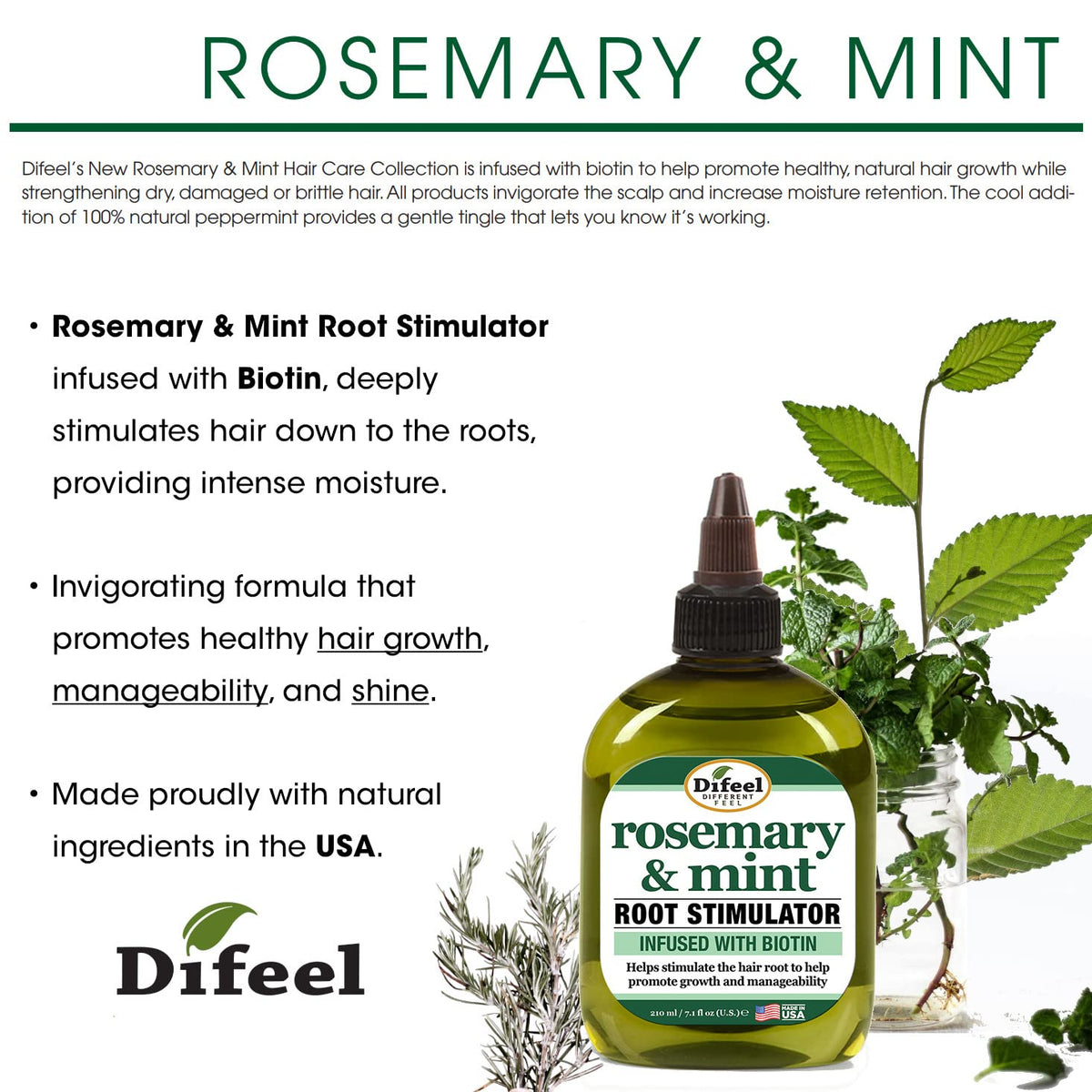 Difeel Rosemary and Mint Oil Root Stimulator with Biotin 2.5 oz. - Hair Growth Scalp Treatment