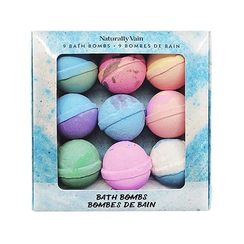 Naturally Vain Bath Bomb Set, Handmade, Non-Staining, Sulfate-Free, Natural Luxury Bath Fizzies, Aromatherapy Spa Gift Set, Assorted Scents, 9-Pack Beauty & Personal Care Naturally Vain