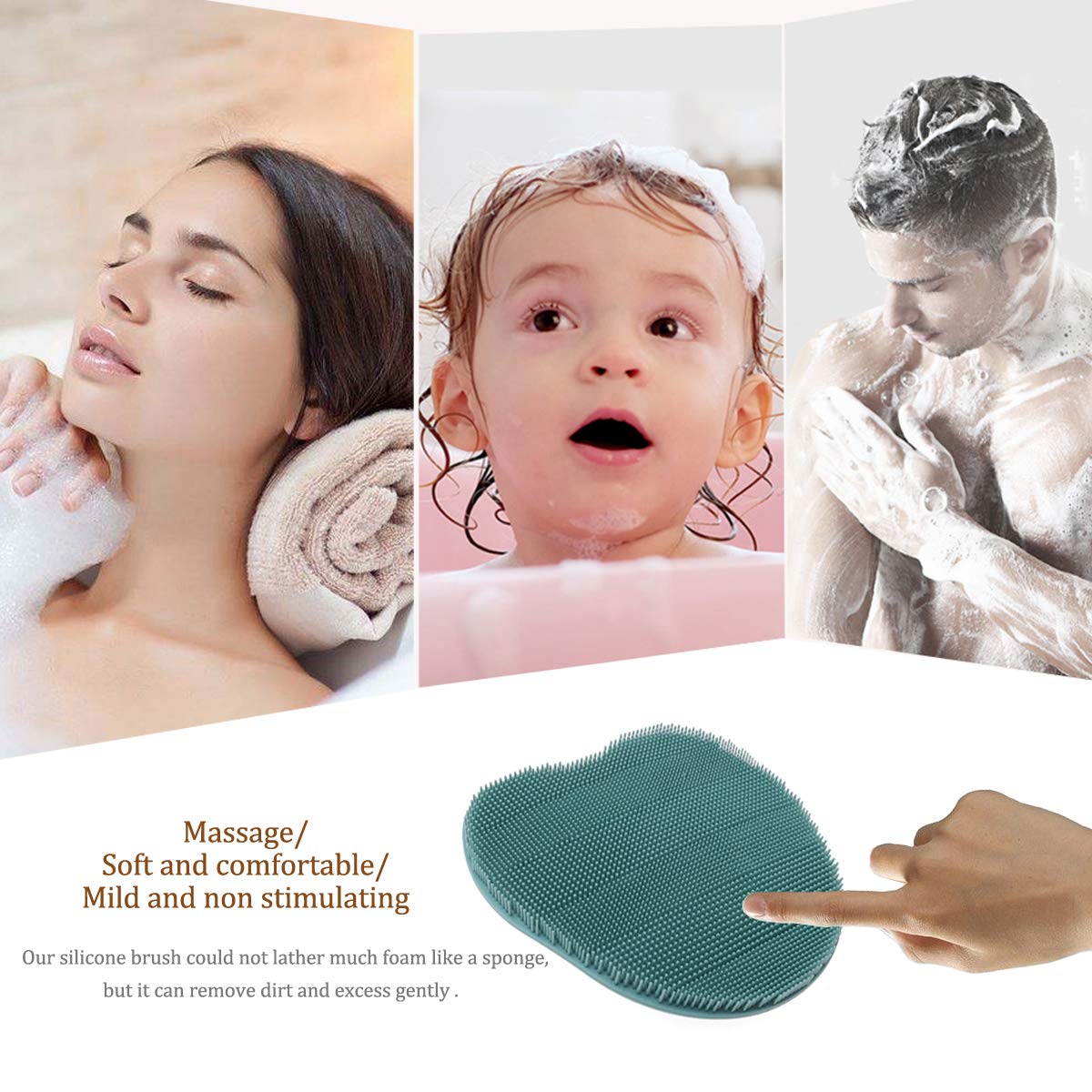 1 Pack Soft Silicone Shower Brush, Body Scrubber Exfoliating Skin Massage Beauty and Personal Care HOMMIESAFE