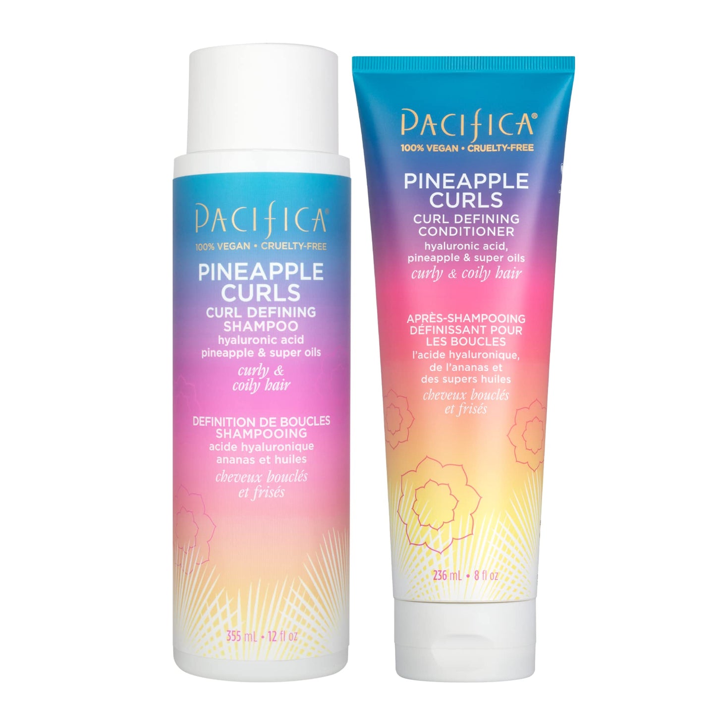 Pacifica Pineapple Curls Shampoo & Conditioner Set - Curl Defining Hair Care for Curly & Coily Hair, Enhances Bounce & Reduces Frizz Sulfate Free Beauty & Personal Care Pacifica