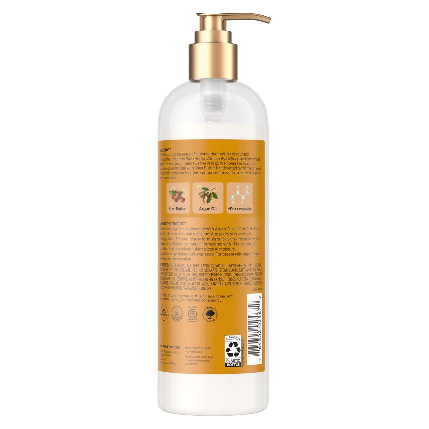 SheaMoisture Moisturizing Body Lotion with Raw Shea Butter, Argan Oil and Pro-Ceramides, Restoring Dry Skin, 24H Moisturizing 16 oz Beauty & Personal Care Shea Moisture