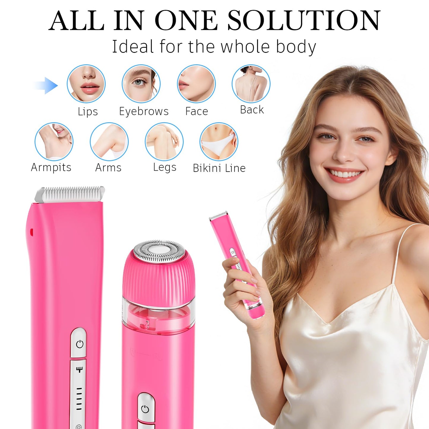 YunLuna Bikini Trimmer for Women, Dual Head Electric Razors, IPX7 Waterproof Electric Shaver for Arm Bikini Underarm Leg Hair Trimmer, Rechargeable Beauty and Personal Care YunLuna