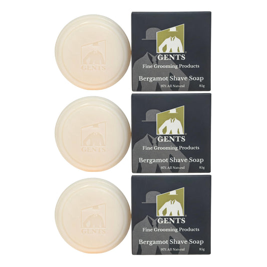 GENTS Men's Shaving Soap 97% All Natural Enriched With Shea Butter and Glycerin, Creates Rich Lather Form (3 PACK BERGAMOT) Beauty and Personal Care G.B.S