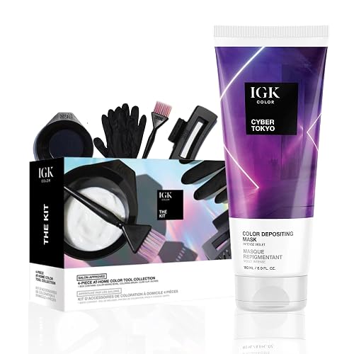 IGK Cyber Tokyo | Intense Violet Hair Gloss + Color Depositing Kit | Boost Shine, Enhance Violet Tones, Refresh Color | Semi Permanent At-Home Beauty & Personal Care IGK