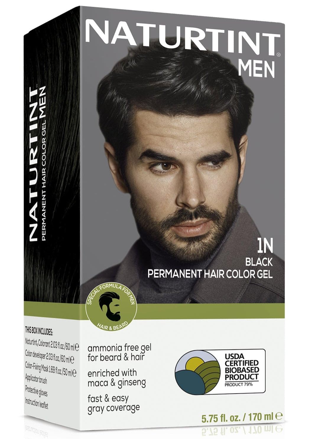 Naturtint Mens Permanent Hair Color for Hair Beard and Mustache (1N Black) Beauty & Personal Care Naturtint