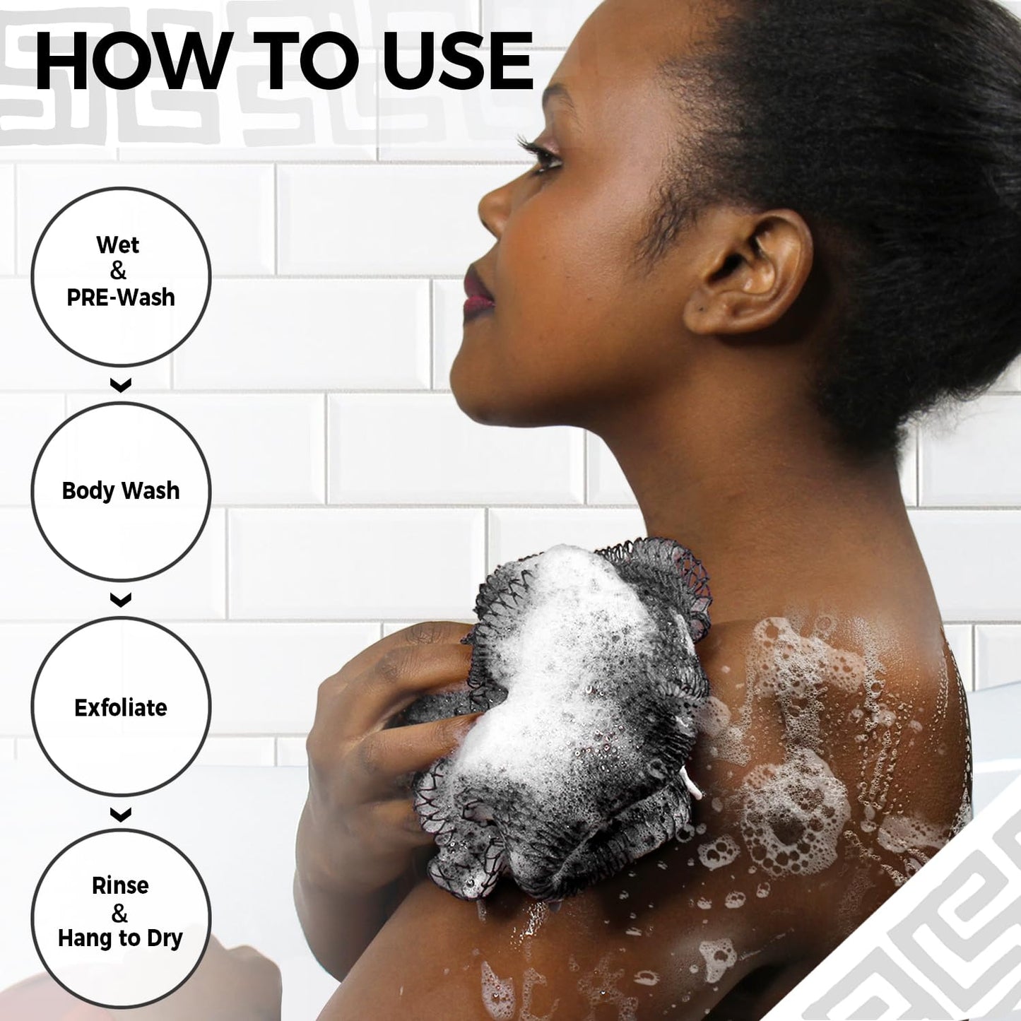 African Net Sponge Authentic - Exfoliating Back Scrub Bath Sponge with Knots - Afro Scrub Body Scrubber Exfoliator Washcloth - African Body Care Daily Beauty and Personal Care RelaxScene