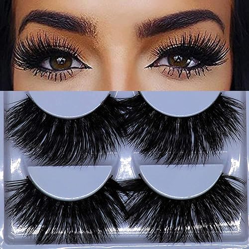 5 Pairs 3D Mink Lashes Natural Fluffy False Eyelashes 25mm Long Strip Lashes Handmade Cruelty-Free Fake Eyelashes for Makeup (K02) Beauty & Personal Care Xuanli