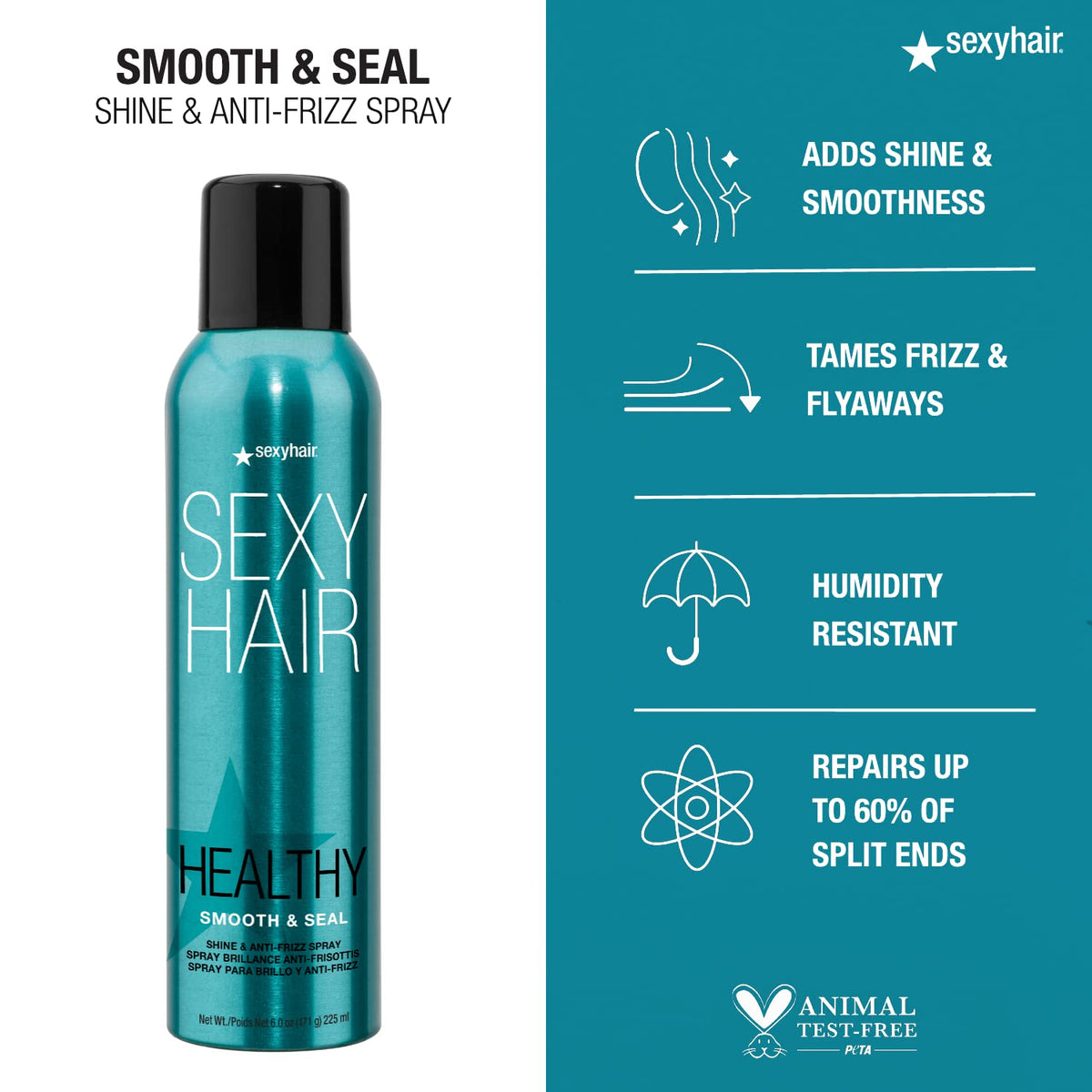 SexyHair Healthy Smooth and Seal Shine and Anti-Frizz Spray, 6 Oz | Smooths Cuticle | Adds Shine and Reduces Frizz | All Hair Types Beauty & Personal Care SexyHair