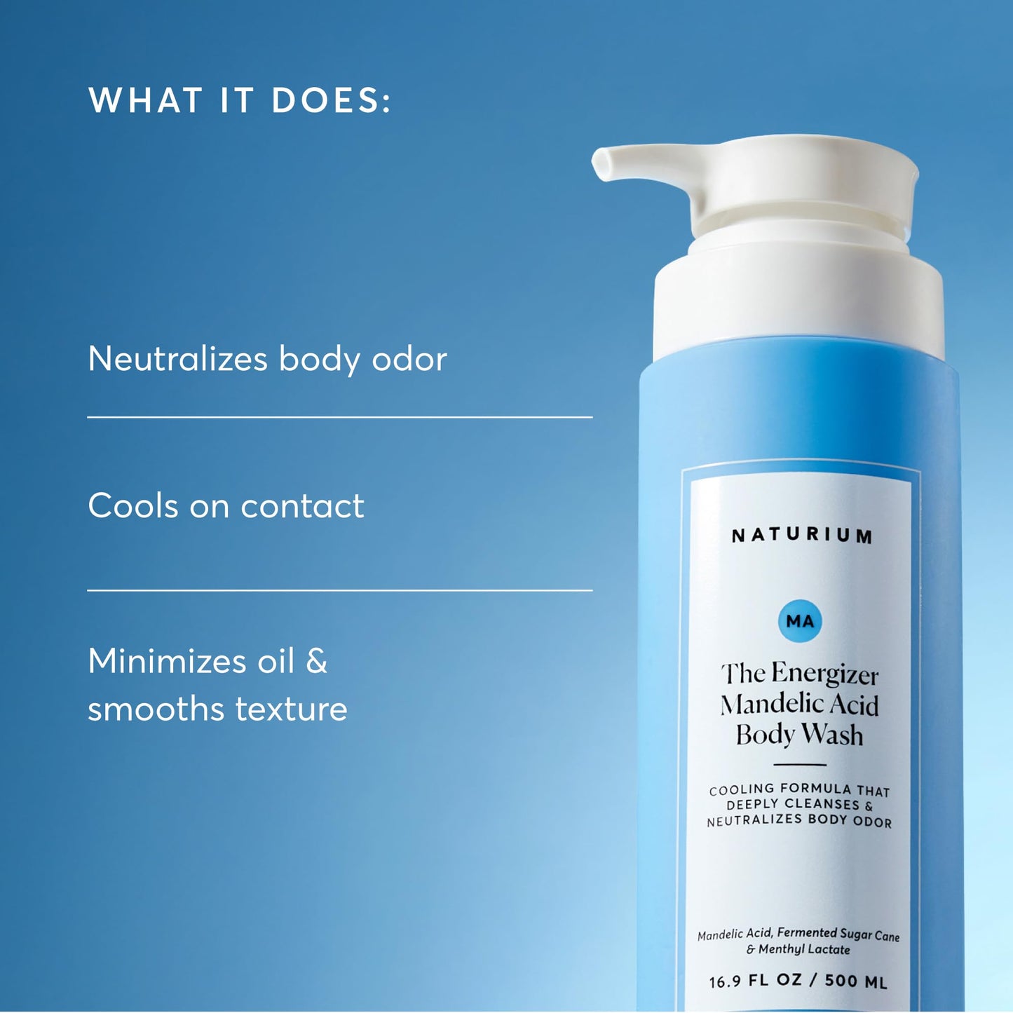 Naturium The Energizer Body Wash, Cooling & Refreshing Formula with Mandelic Acid, Deeply Cleanses & Neutralizes Body Odor, 16.9 oz Beauty & Personal Care Naturium