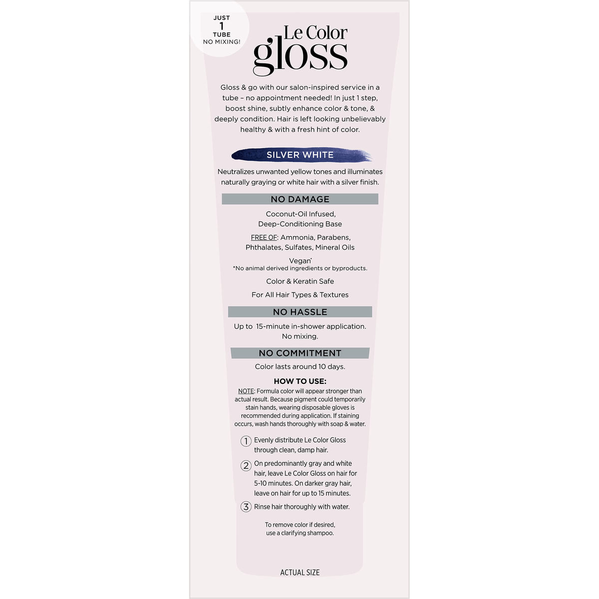L'Oreal Paris Le Color Gloss One Step Toning Gloss, In-Shower Hair Toner with Deep Conditioning Treatment Formula for Gray Hair, Silver White, 1 Kit Beauty & Personal Care L'Oreal Paris