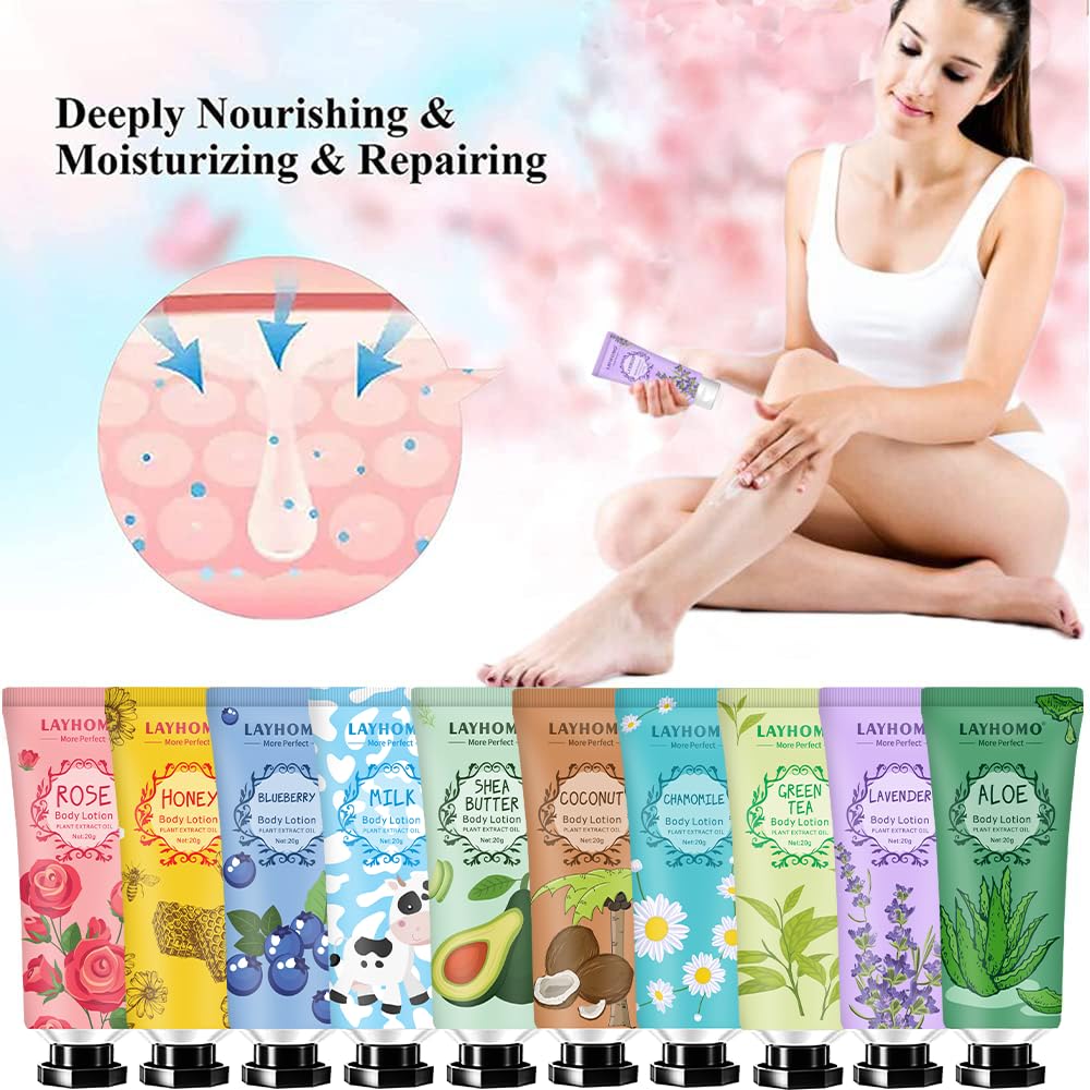 20 Pack Mini Body Lotion Gift Bulk for Dry Skin,Travel Size Small Body Cream With Shea Butter Natural Fragrance Moisturizing Body Lotion for Women Beauty & Personal Care Layhomo