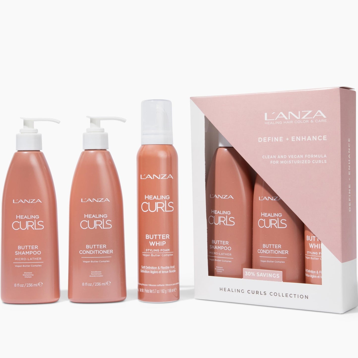 L'ANZA Healing Curls Trio Hair Kit, Curly Hair Shampoo and Conditioner with Curl Defining Styling Foam in a Gift Box, Luxury Hair Care Kit for Curly Beauty & Personal Care L’ANZA